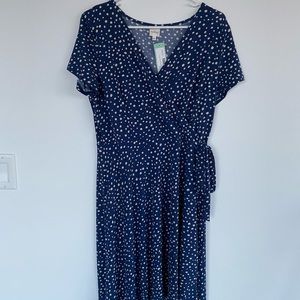 Navy Annette Faux Wrap Knit Dress